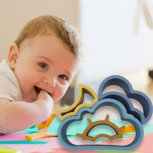 4PCS Silicone Stacking Building Block Creative Weather Cloud Snow Sun Puzzles Educational Handcrafted Fun Toys Gift for Toddler