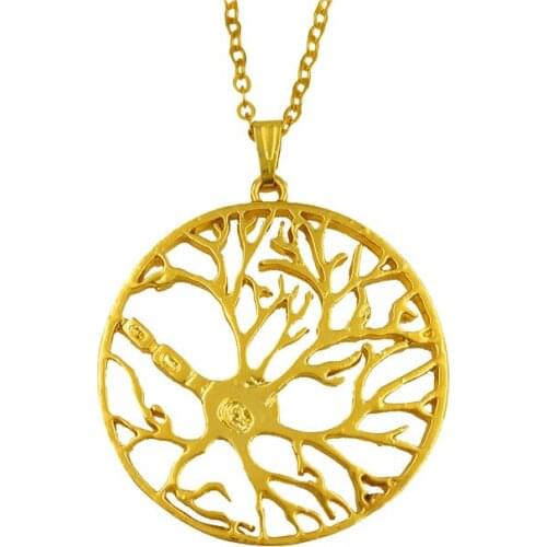 New Fashion Tree of Life pendant necklace for women Science Biology Jewelry round Cell Neuron branch necklace accessory gift