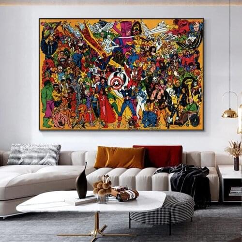 Avengers Posters and Prints Superhero X-Men Fantastic Four Canvas Painting Modern Wall Art Picture for Kids Room Decor