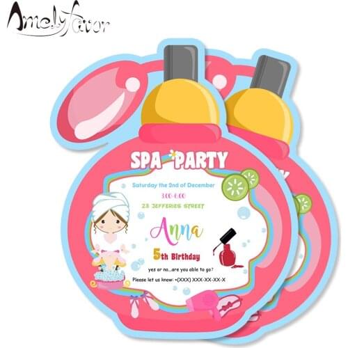 SPA Theme Party Invitation Card Makeup Slumber Pajamas Bath SPA Party Event Decorations Supplies Custom Personalized Invitations