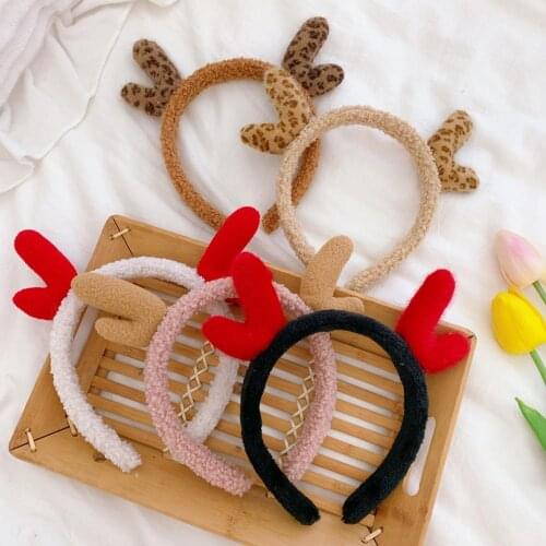 Christmas Headbands Cute Antler Plush Headband Christmas Hair Hoop Non-slip Headwear Accessories for Birthday Party