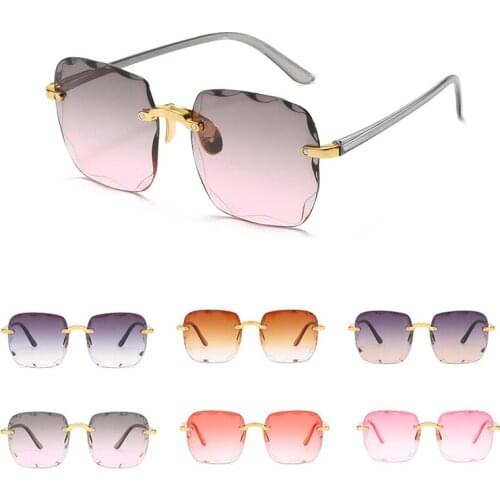 Square Rimless Sunglasses Women Luxury Brand Designer Summer Red Glasses Fashion Sun glasses Men UV400 Driver Goggles