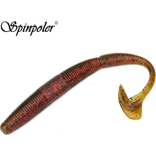 Spinpoler Ninja Tail Ninja Worm Finesse Worms Twisting Tail Grub Worm for Texas-rig, Carolina-rigs, Split Shots