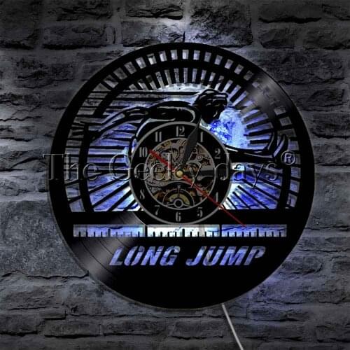Long Jump LED Light Wall Clock Light Remote Control Backlight Modern Athlete Sport Cool Living Room Interior Decor