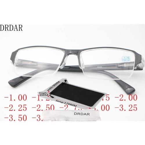 Myopia glasses finished Light semi-frame transparent stitching black womens and mens optical glasses for viewing far away