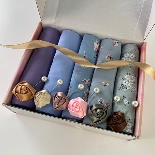 High Quality Printed Chiffon Hijab Scarf Muslim Shawls and Wraps Flower Islam Foulard Femme Luxury Custom Gift Box Hijab