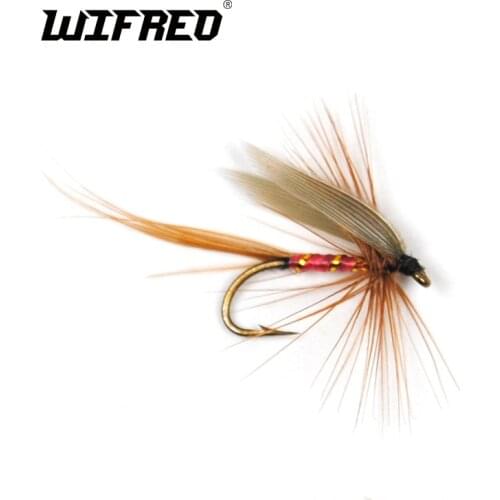 Wifreo 8PCS Peacock Wings May Fly Trout Fishing Flies #14 Barbed Hooks Fishing Lure