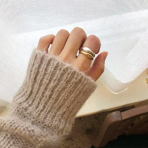 WTLTC 925 Sterling Sliver Waved Thumb Rings for Women Boho Irregular Stacking Rings Minimalist Adjustable Rings Personality