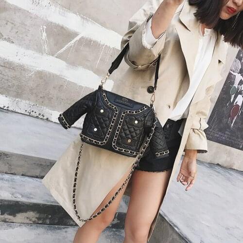 Womens Locomotive Crossbody Bag Single Jacket Shape Shoulder Bag Turn-lapel Handbag