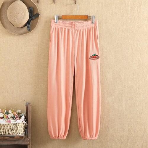 Plus Size Pants Elastic Waist High Waist Embroider Slacks Looser Wide-Legged Pants Large Size For Fatwomen In Summer Extra 4XL