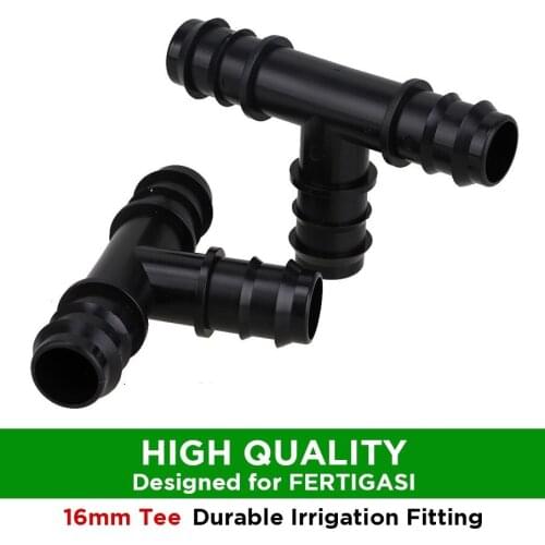 10pcs 16MM Equal Tee Irrigation Fitting Hydroponic Water Hose Connector