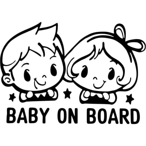 16*11cm Car Stickers Baby On Board Cute Twins Colorful Cartoon Auto Decor Sticker Warning Safety Car-Styling Automotion Decals