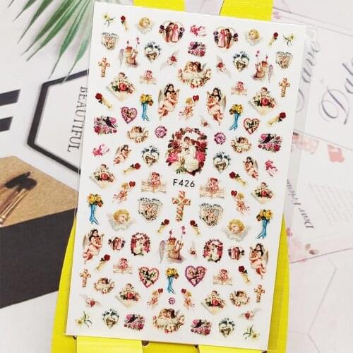 3D Nail Sticker Decals Flowers Love Heart Design Nail Art Decorations Stickers Sliders Manicure Accessories Nails Decoraciones