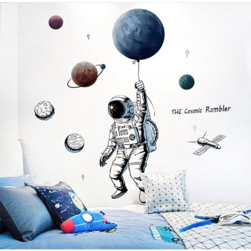 Bedroom decoration room layout 3D three-dimensional decals astronaut wall stickers dormitory childrens room wall stickers