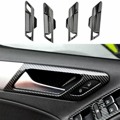 4Pcs Car Interior Door Handle Bowl Trim for Golf MK6 2010-2013 Carbon Fiber