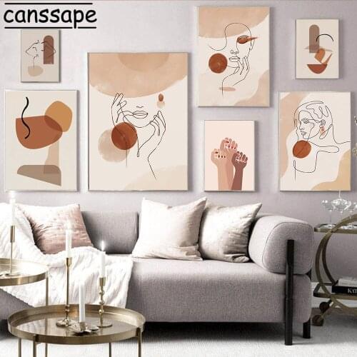 Abstract Poster Prints Boho Wall Decor Line Drawing Woman Canvas Painting Vintage Wall Pictures For Living Room Decorative