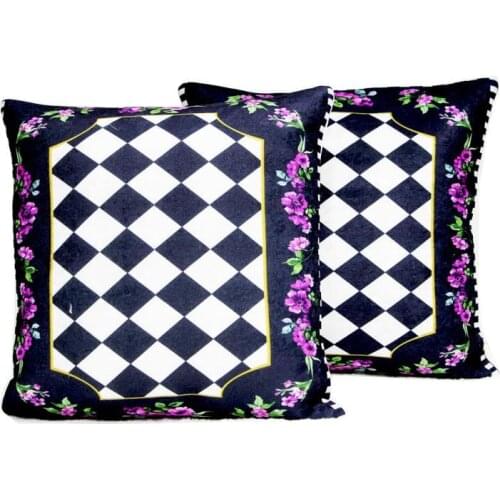 Checkers 2 Li Velvet Pillow decorate Case Black