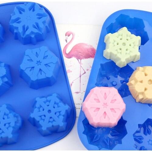 Large Flowers Christmas Snowflakes Silicone Mooncake Mold Silicone Cake Mould Soap flower-shaped Fondant Mold E375