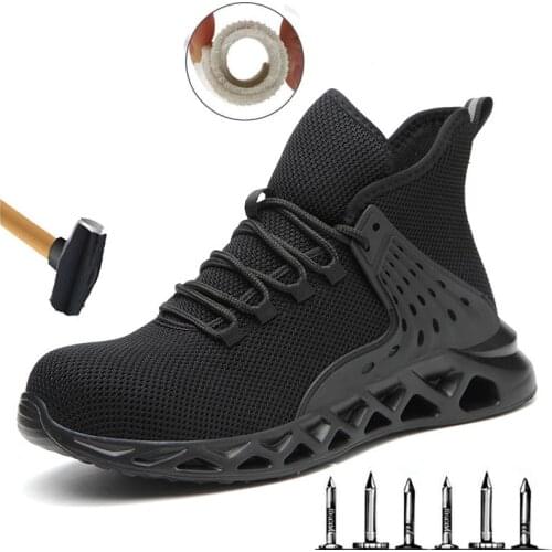 New fashion safety boots mens steel toe breathable and smash-resistant work shoes sports shoes casual mens shoes large size 48