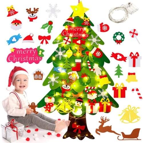 Kids DIY Felt Christmas Tree with Ornaments Xmas Gift New Year Xmas Decor 2020