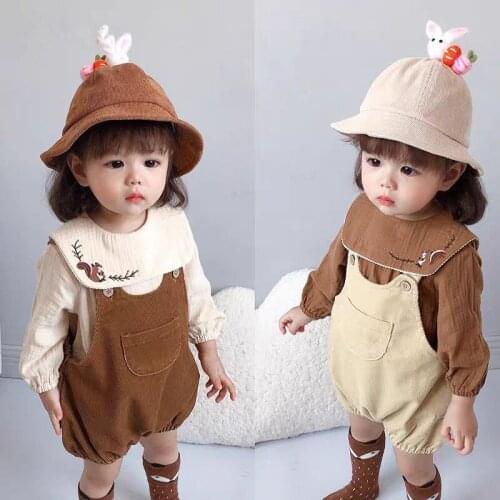 Baby spring autumn bag fart clothes suit baby cotton long-sleeved net red super foreign style sling two-piece outing romper