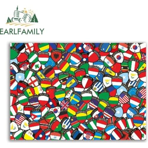 EARLFAMILY 13cm x 11cm Sticker Bomb Sheet Mixed Flags Vinyl Wrap Car Bike Scooter Laptop Skate Reflective Sticker Waterproof 3D