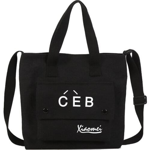 Canvas Letter Handbag Wear-resistant Crossbody Single Shoulder Bag for Women Girls Best Sale-WT