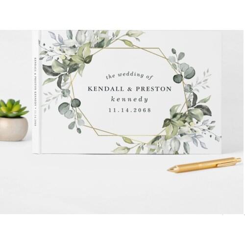 Personalized Names Date Wedding Guest Book,Rustic Wedding Guestbook,Floral Flower Custom,Guest Book for Weddings,Any Language
