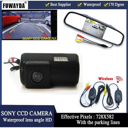 FUWAYDA Wireless 4.3inch Car RearView Mirror Monitor+Night Vision Car Rearview Reverse CCD Camera for for Ford Transit connect