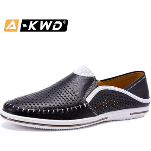 Summer Breathable White Loafers Men 2020 Casual Men Shoes Genuine Leather Slip on Driving Work Shoes Men Moccasins Formal Shoes