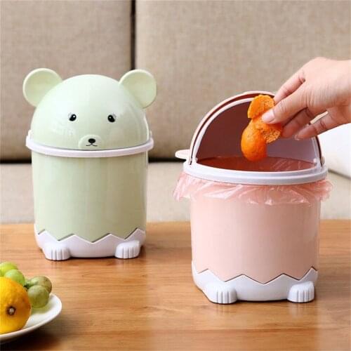 Mini Waste Bin Desktop Home Garbage Basket Table Trash Can Swing for Home Office Table Trash Can Small Waste Bin