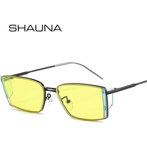 SHAUNA Fashion Small Rectangle Women Sunglasses Retro Metal Colorful Eyewear Trending Men Candy Colors Shades UV400 Sun Glasses