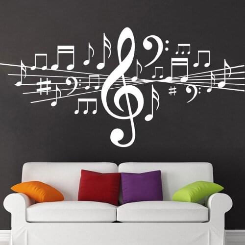 Musical Notes Wall Stickers for Living Room Background Wall Art Home Decor Vinyl Wall Decal Music Classroom Studio Ornament Y378