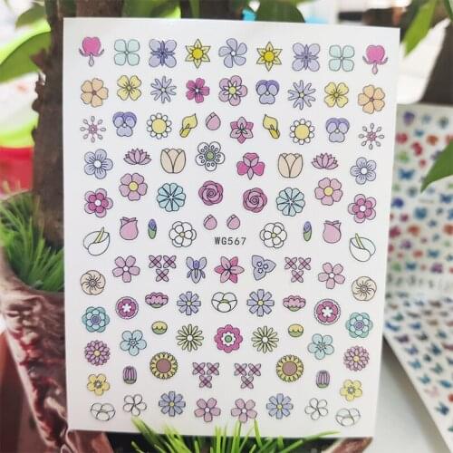 3D Stickers for Nails Cartoons Flowers Chrysanthemum Design Nails Art Decoration Manicure Stickers Sliders Nail Foil Accessories