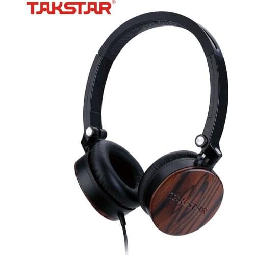 Takstar ML750 MFi Headphone Wired Sandalwood Stereo Music Appreciation Head-mounted with Control Button/Microphone carry case
