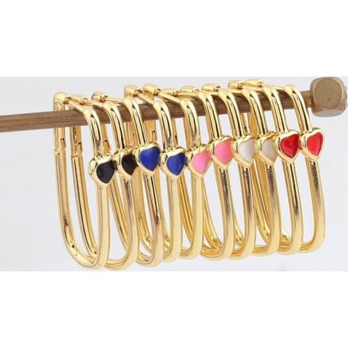 2021 New Classic Copper Smooth Metal Heart Hoop Earrings For Woman Fashion Korean Jewelry Temperament Girls Daily Wear earrings