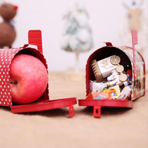 New Year Christmas Gift Candy Mail Box Craft Iron Storage Holder Organizer Tin Box Xmas Ornaments Decoration Supplies 2