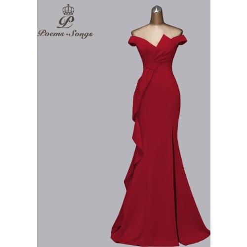 New style 2021 evening dresses long dresses woman party night mermaid prom dresses sexy Boat Neck evening gowns