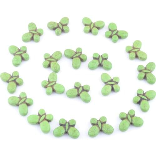 Wholesale 40Pcs Beads Green Turquoises Howlite Gem Stone Butterfly 20x15mm Beaded Strand For Jewelry Making QG3295