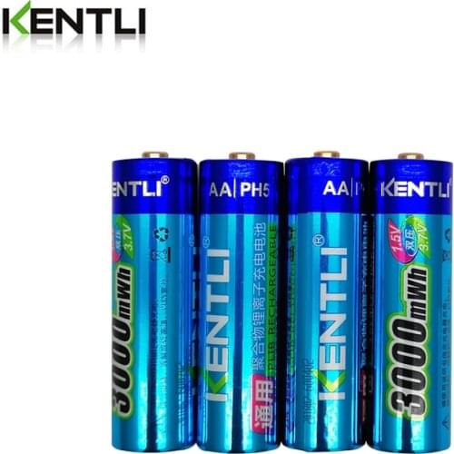 Original KENTLI 1.5V AA 3000mWh Li-polymer li-ion polymer lithium rechargeable AA battery 4pcs/lot