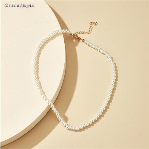 Women Choker collar Necklace Fashion Beaded Pearl Necklace Simple Wedding Party Jewelry Gift Chain Pendant Choker Korean Gift
