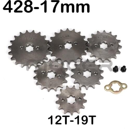 Front Engine 428# 12T 13T 14T 15T 16T 17T 18T 19T Teeth 17mm Chain Sprocket With Retainer Plate Locker