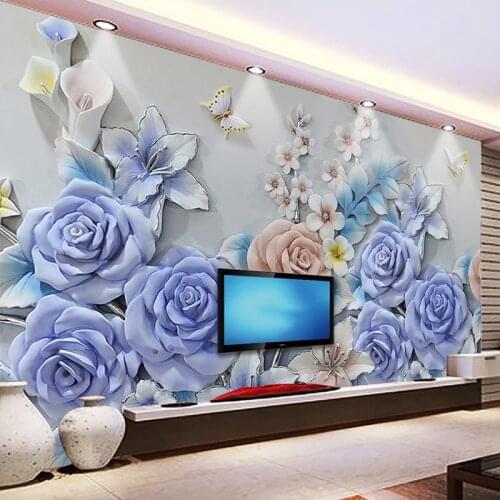 Custom Mural Wallpaper 3D Embossed Butterfly Flower European Style Modern Living Room TV Background Wall Decor Picture Painting