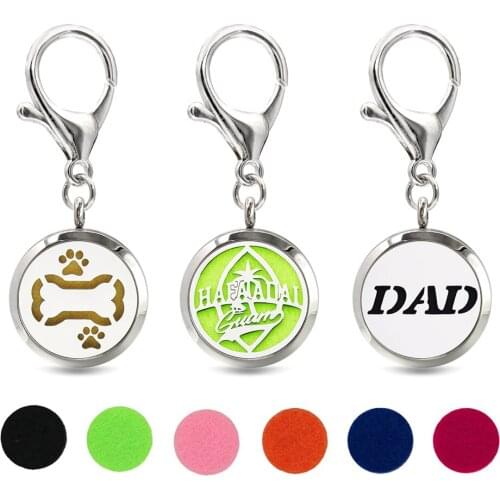 Comb Key Chain Essential Oil Perfume Diffuser 30mm Magnetic Locket with Lobster Clasp Key Ring 10pcs Pads Free