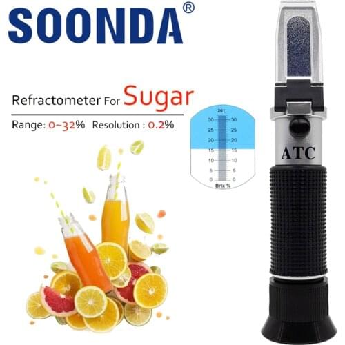 0-32% Refractometer Hydrometer Automatic Temperature Compensation Calibration,Juice,Food,Beverage,Industrial Sectors,Sugar Meter