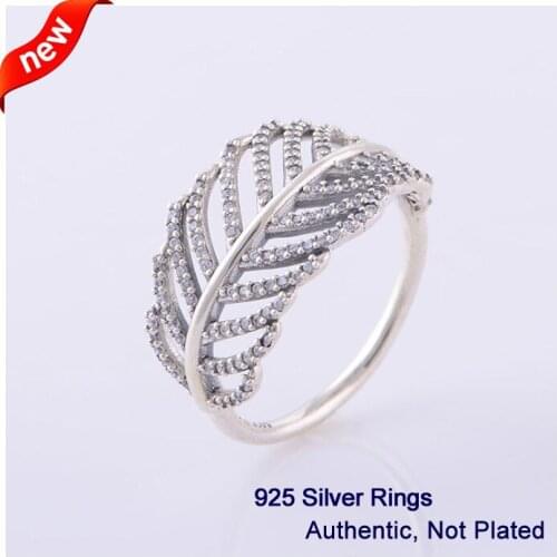 Light as a Feather Rings 100% 925 Sterling Silver Jewelry For Women Free Shipping