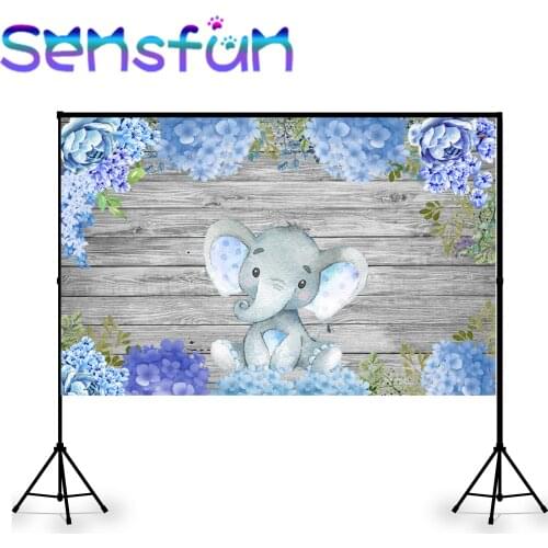 Sxy1936 Photography Backdrops Custom Elephant Wood Background Shooting Baby Dumbo Banner Photocall Purple Flower Photo Booth