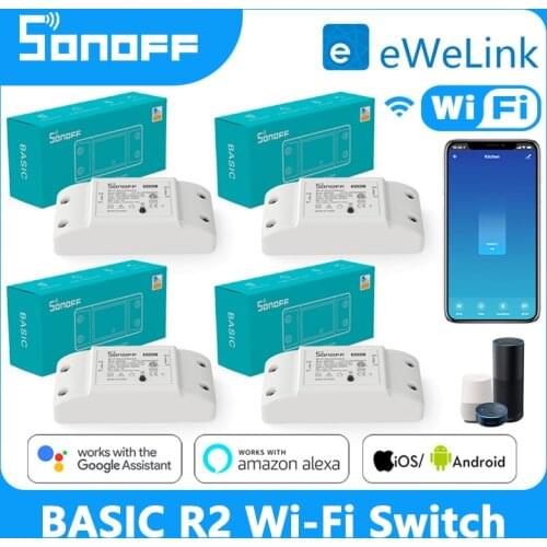 Sonoff Basic R2 DIY Smart Wifi Switch Remote Control Via eWelink APP WiFi Switch Support Alexa Google Home Voice Control New