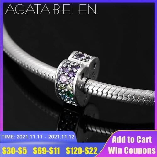 Heart Colorful Zircon Clips Locks Beads Charm Non-slip Beads 925 Sterling Silver Fit europeu Charms Bracelets DIY Jewelry Making