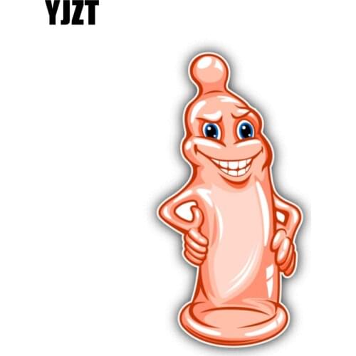 YJZT 5.9CM*12CM Funny Cute Cartoon Condom Comic Car Sticker Decal 6-1379